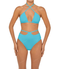 BSWS-B93 High Waisted Strap Cutout Bikini Bottom
