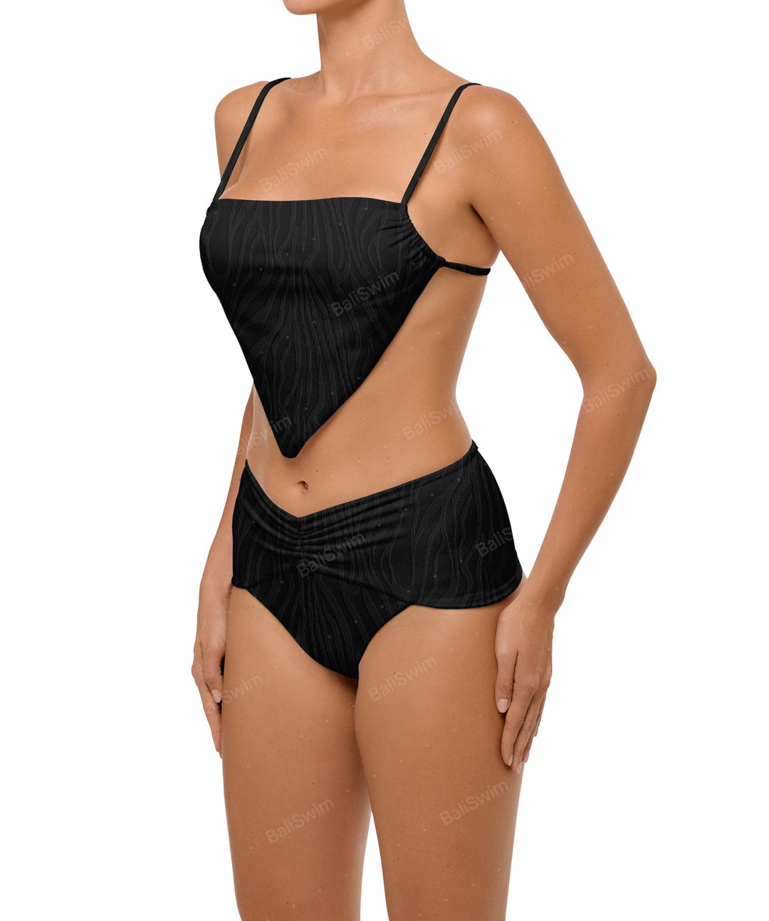 BSWS-B97 Ruched High Rise Bikini Bottom