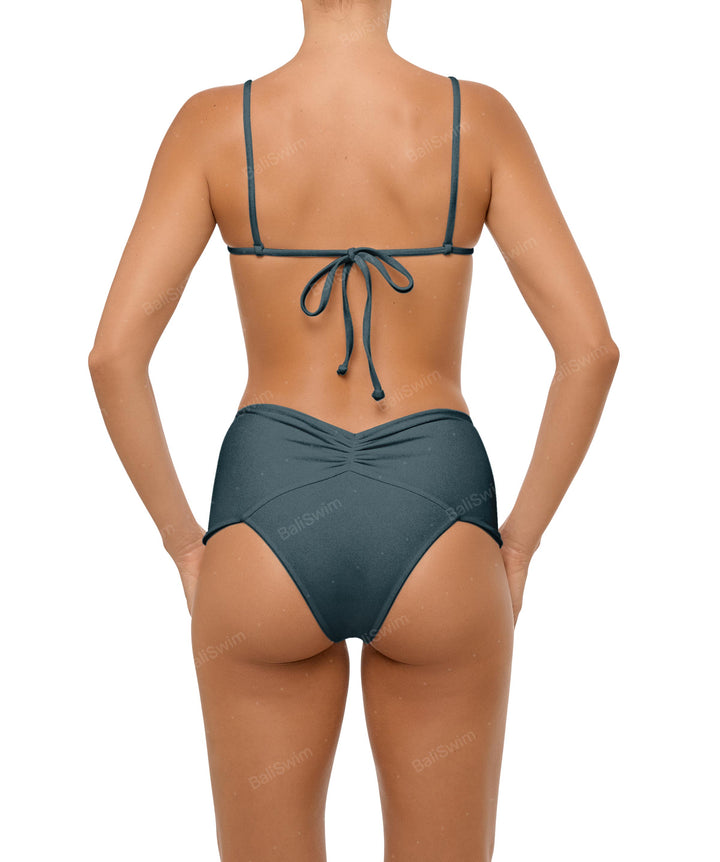 BSWS-B97 Ruched High Rise Bikini Bottom