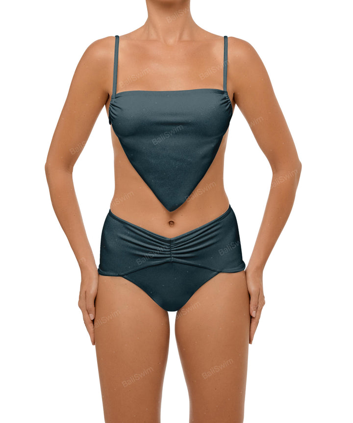BSWS-B97 Ruched High Rise Bikini Bottom