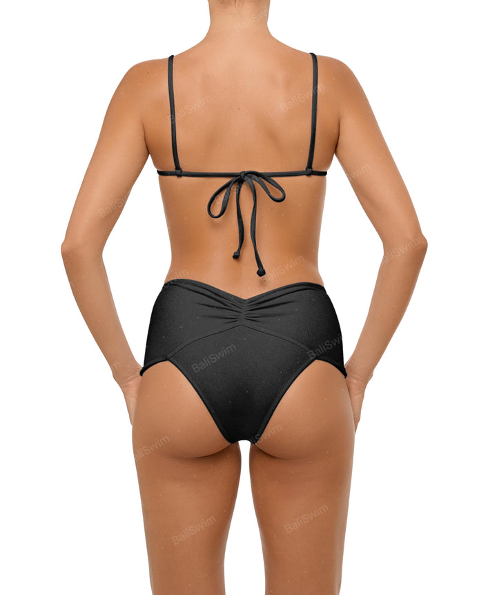 BSWS-B97 Ruched High Rise Bikini Bottom