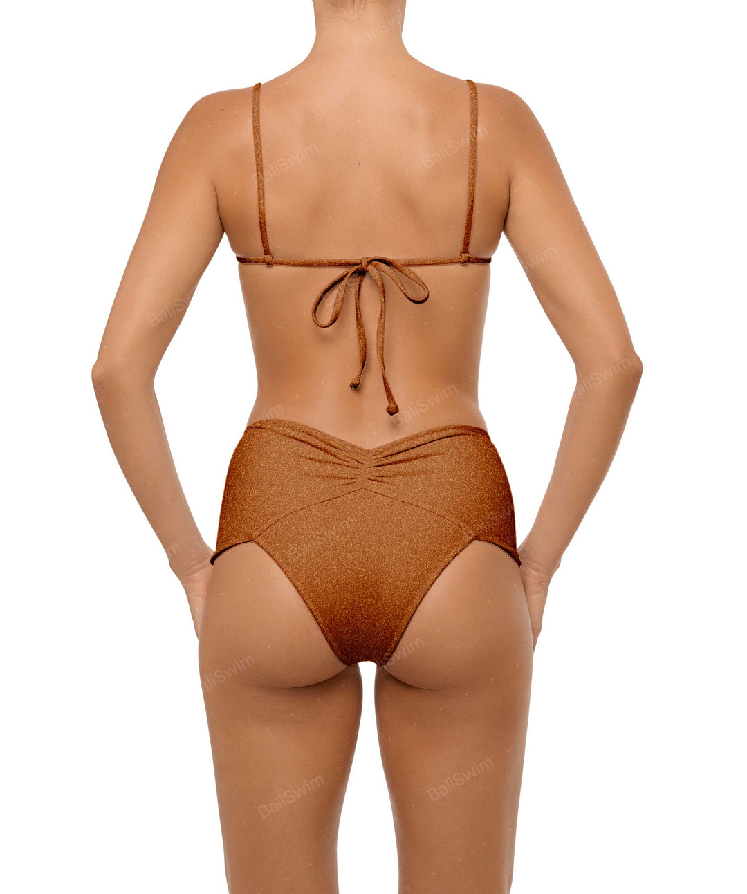 BSWS-B97 Ruched High Rise Bikini Bottom