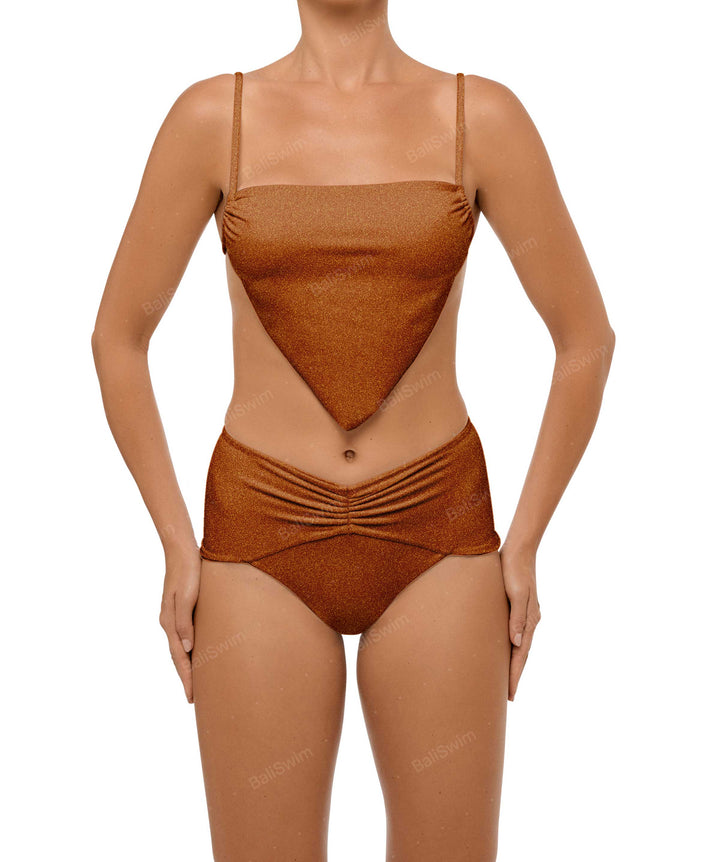 BSWS-B97 Ruched High Rise Bikini Bottom