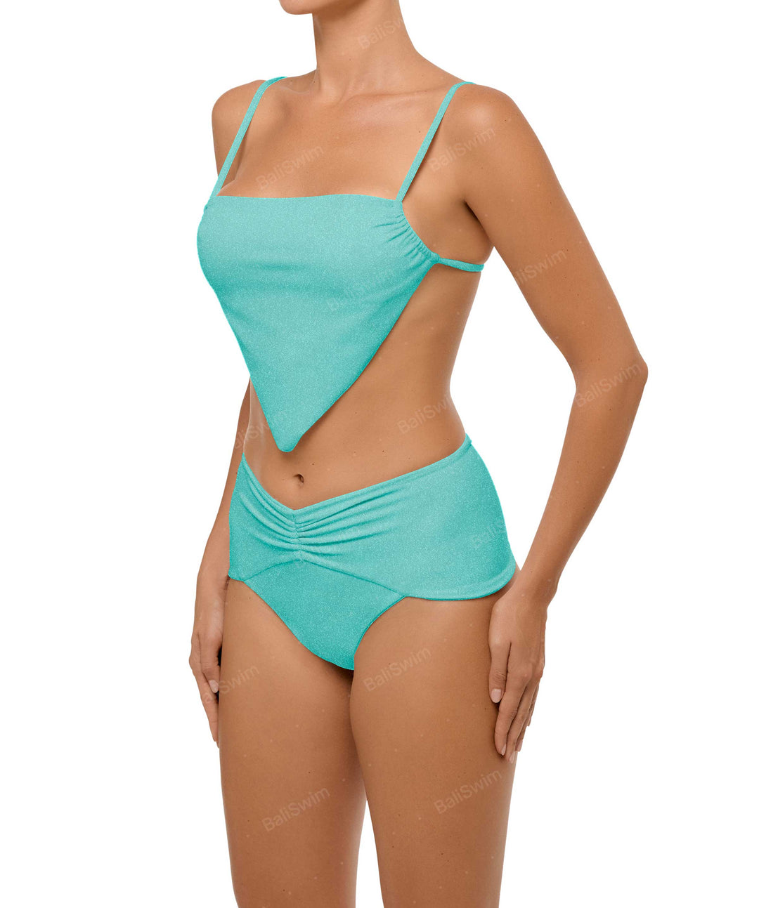 BSWS-B97 Ruched High Rise Bikini Bottom