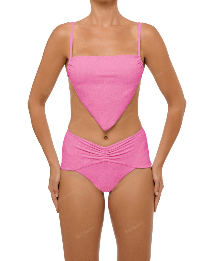 BSWS-B97 Ruched High Rise Bikini Bottom