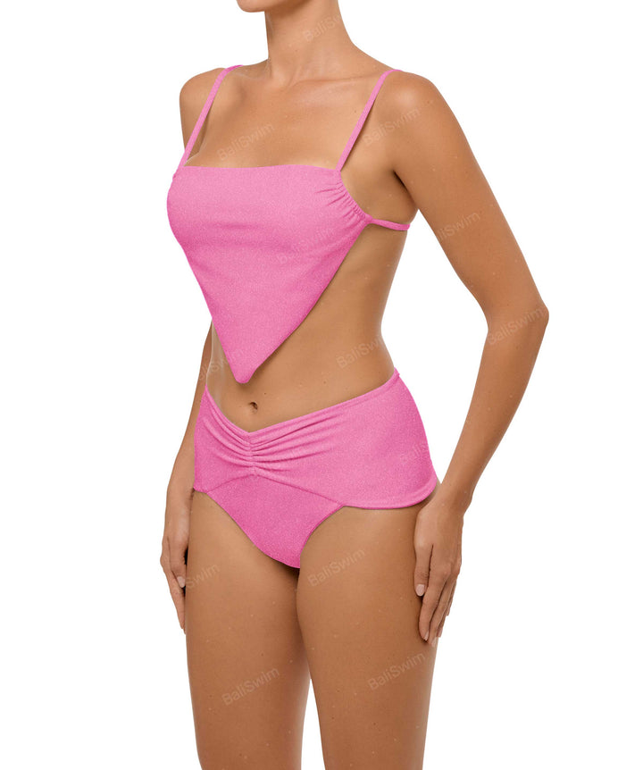 BSWS-B97 Ruched High Rise Bikini Bottom