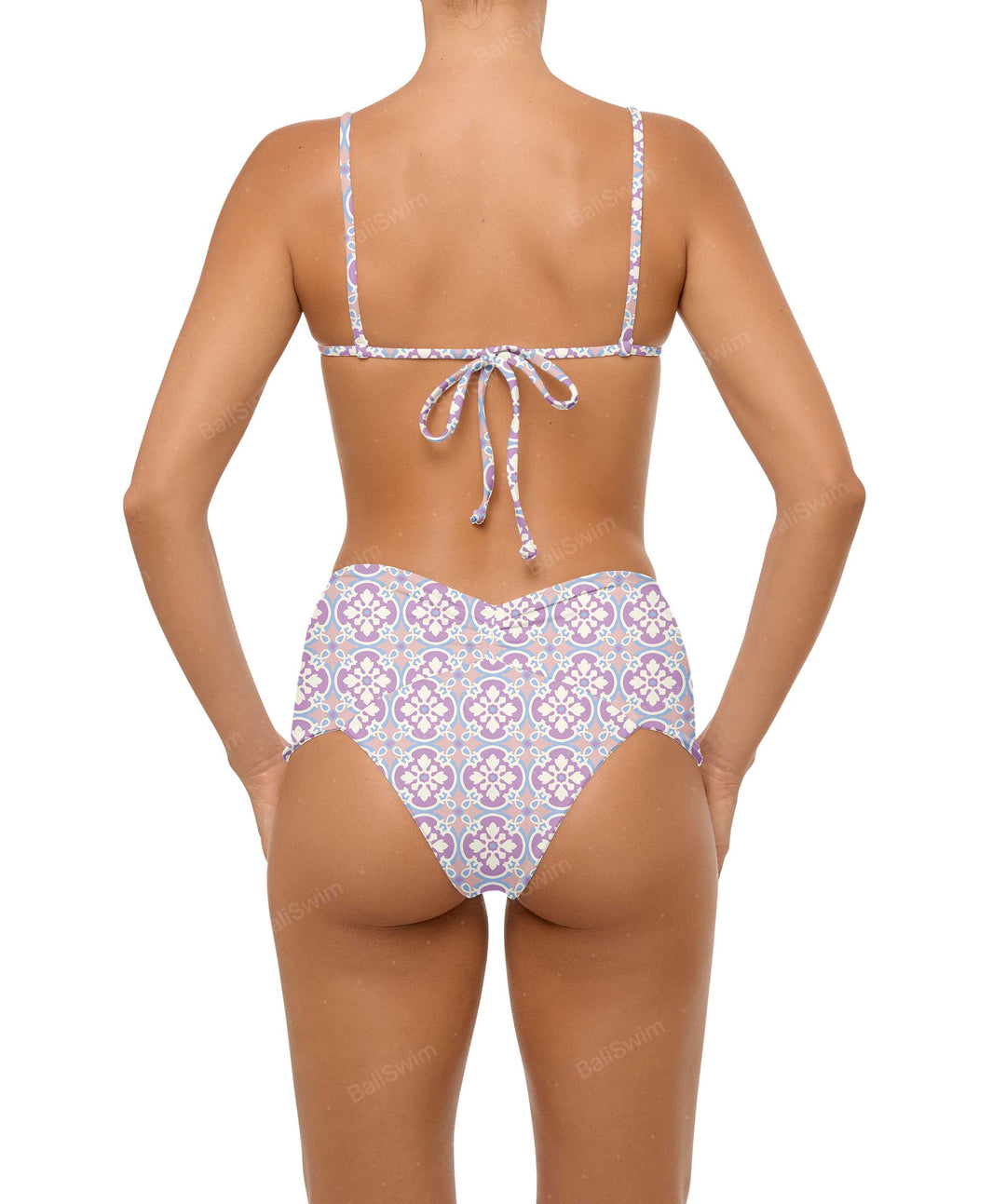 BSWS-B97 Ruched High Rise Bikini Bottom