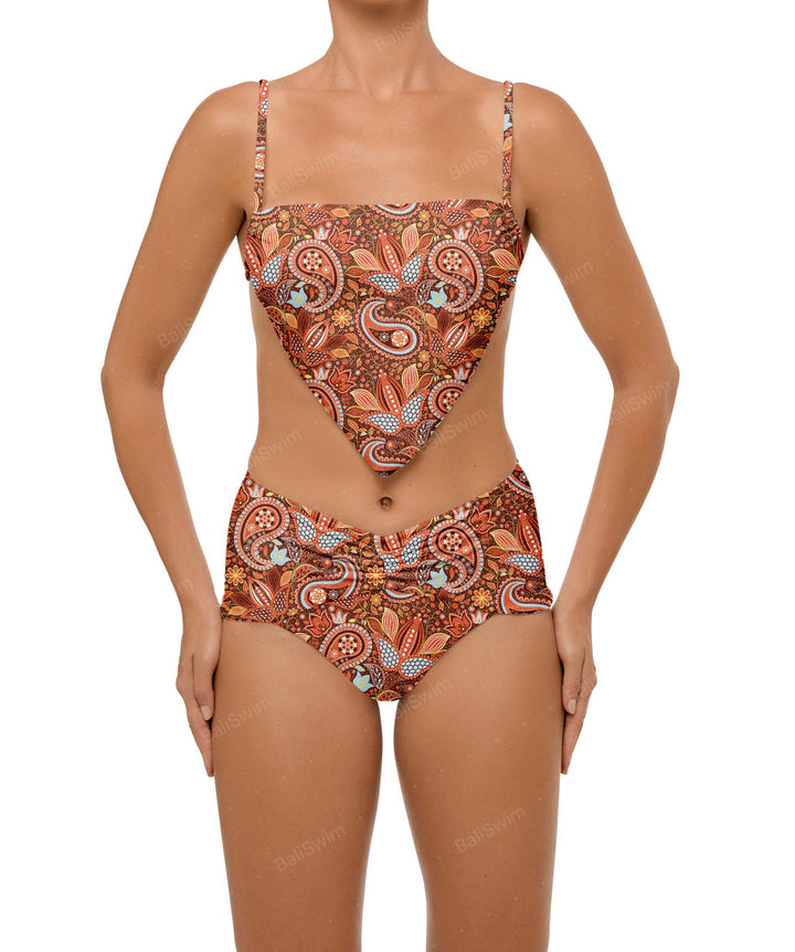 BSWS-B97 Ruched High Rise Bikini Bottom