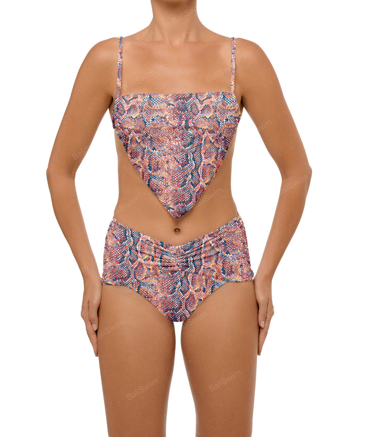 BSWS-B97 Ruched High Rise Bikini Bottom