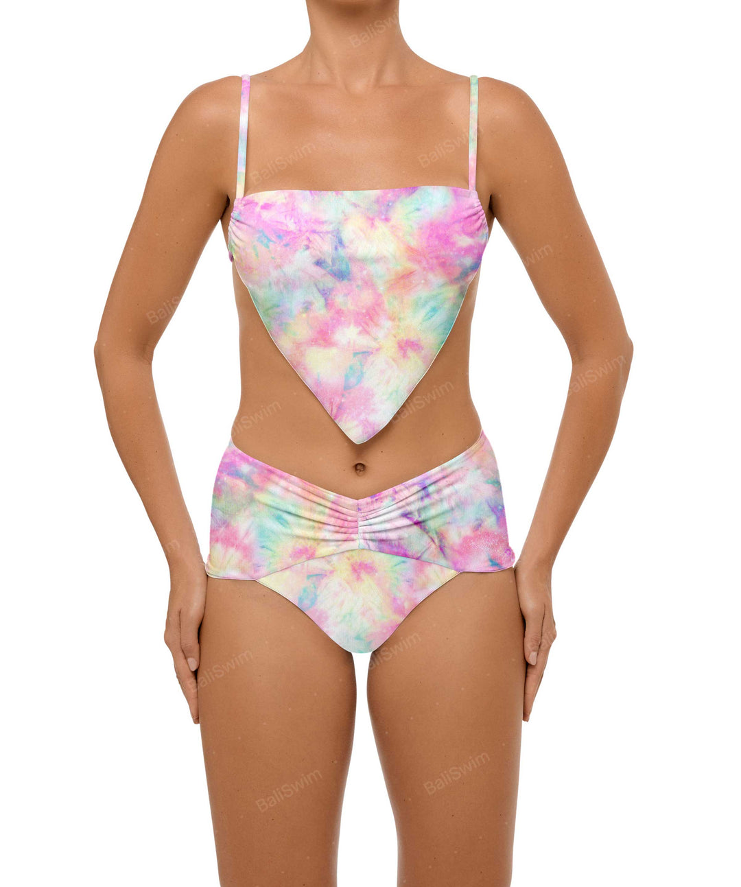 BSWS-B97 Ruched High Rise Bikini Bottom