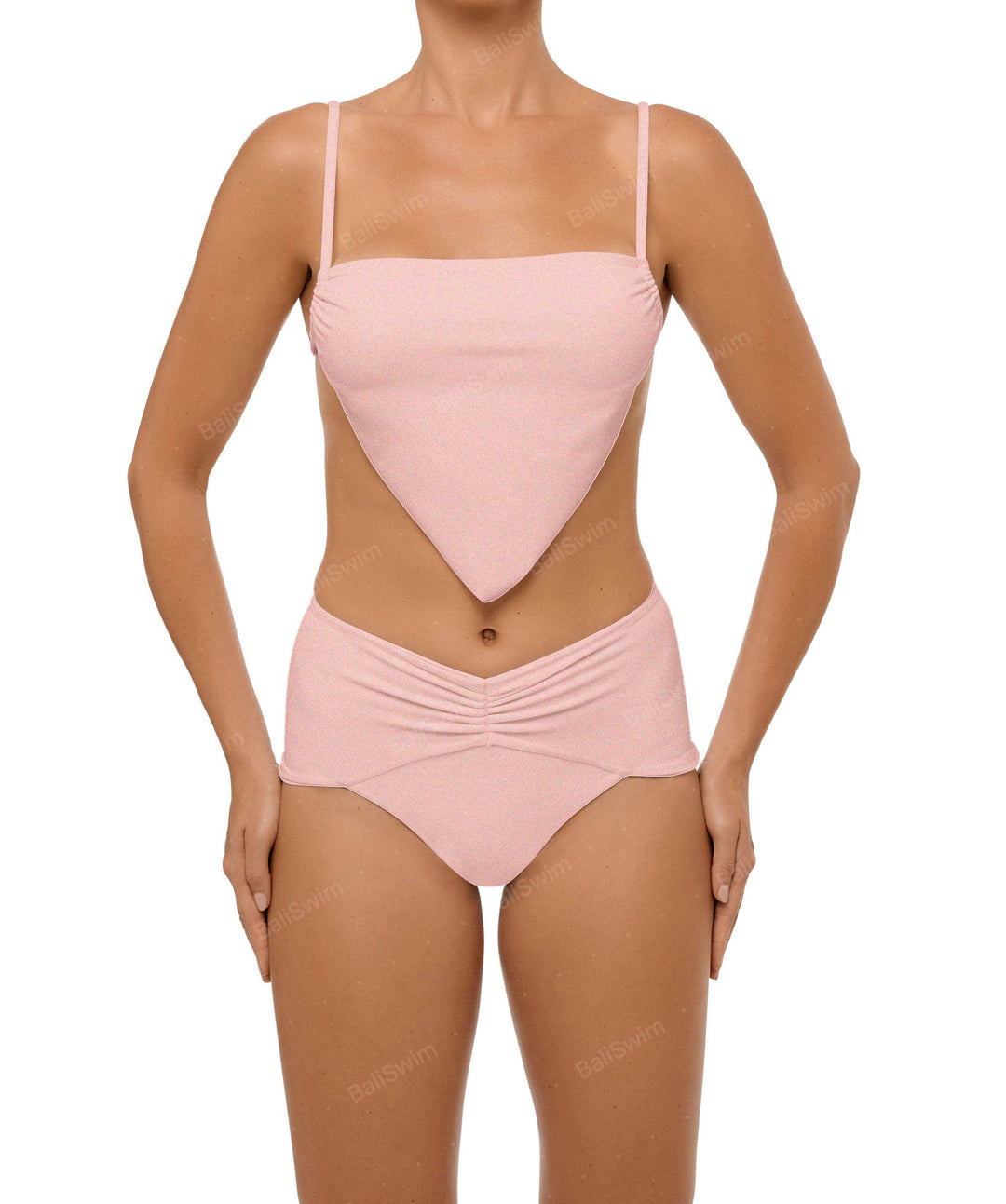 BSWS-B97 Ruched High Rise Bikini Bottom