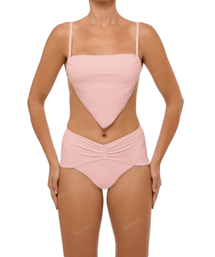 BSWS-B97 Ruched High Rise Bikini Bottom