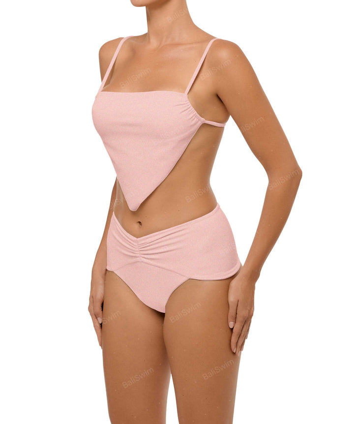 BSWS-B97 Ruched High Rise Bikini Bottom