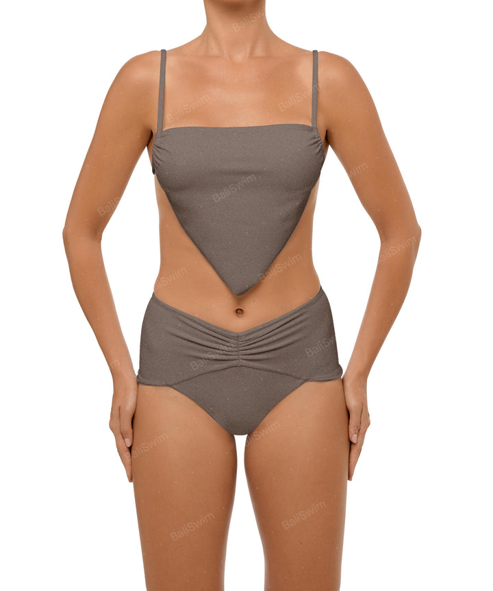 BSWS-B97 Ruched High Rise Bikini Bottom