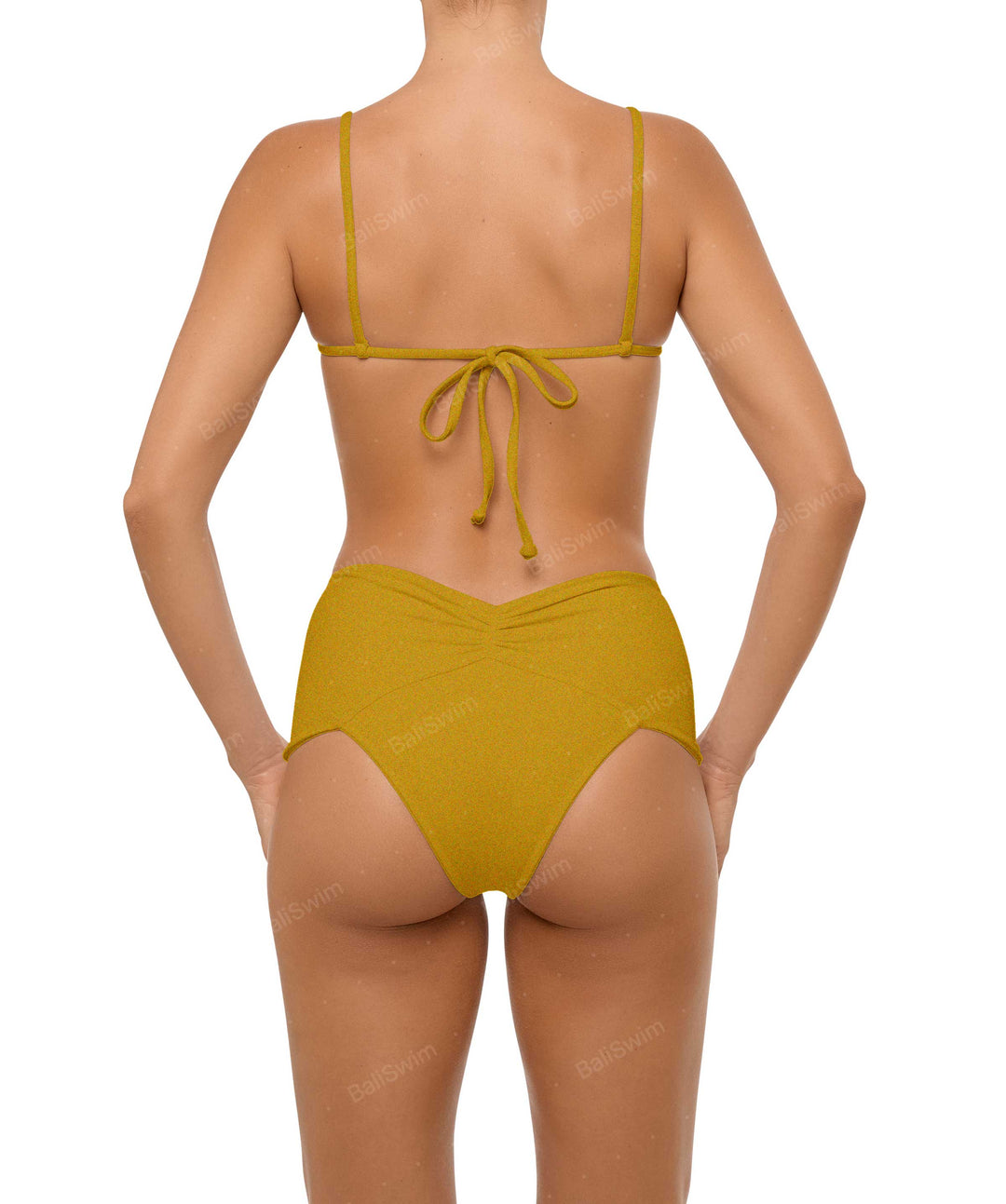 BSWS-B97 Ruched High Rise Bikini Bottom