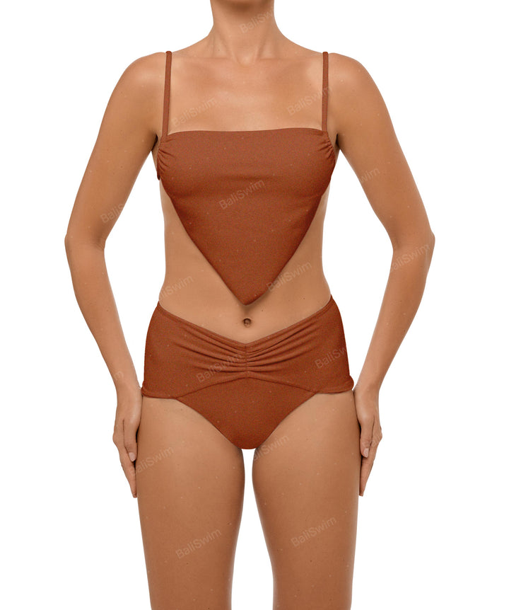 BSWS-B97 Ruched High Rise Bikini Bottom