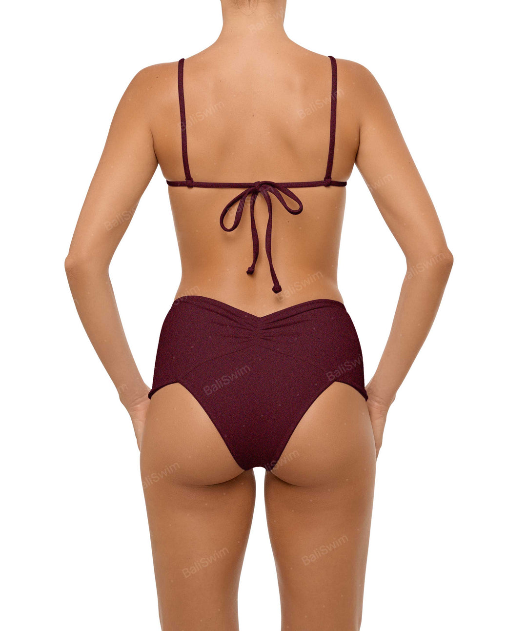 BSWS-B97 Ruched High Rise Bikini Bottom