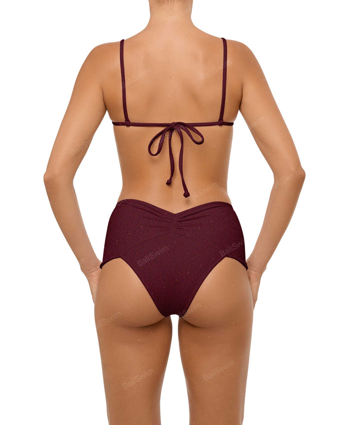 BSWS-B97 Ruched High Rise Bikini Bottom