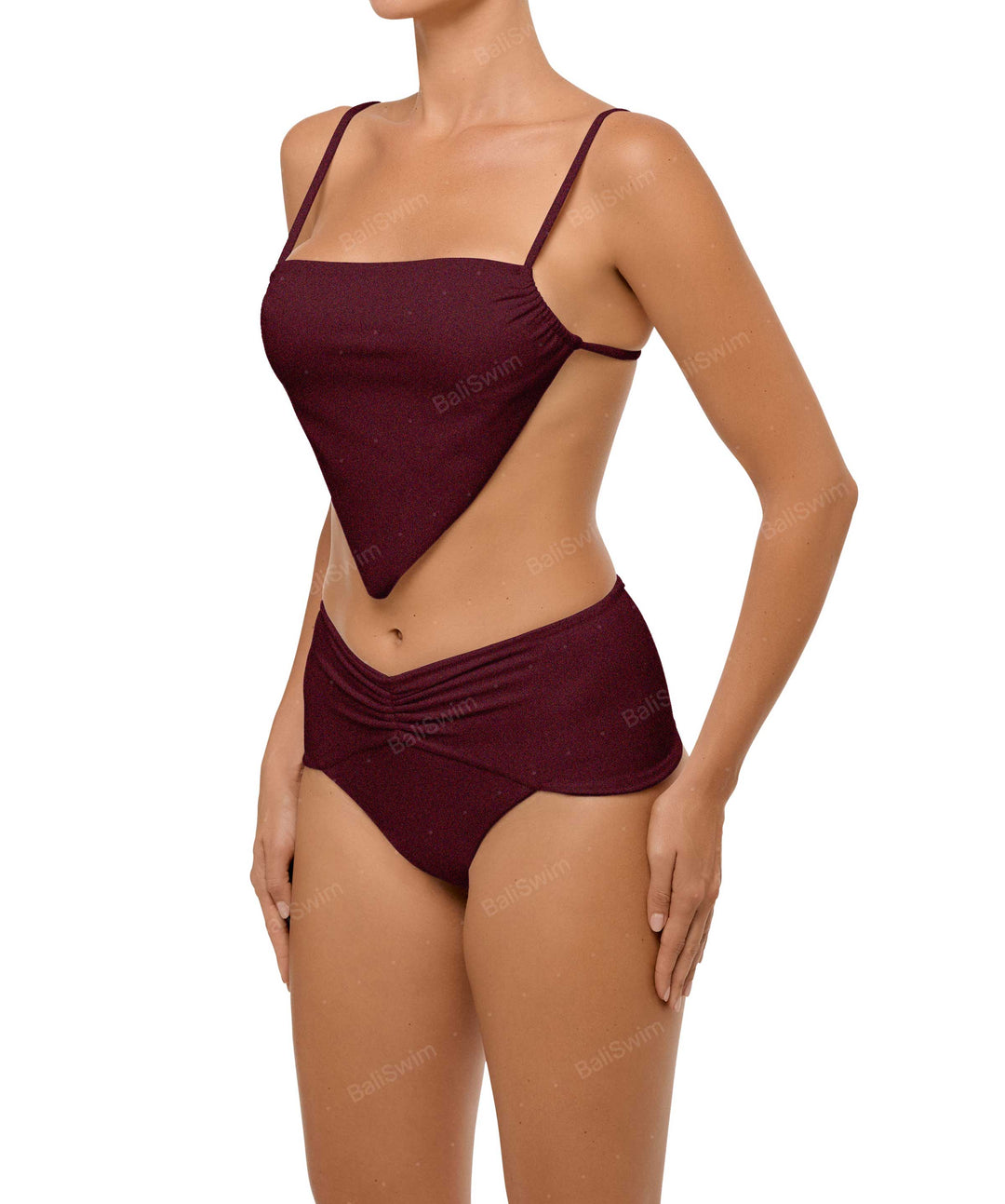 BSWS-B97 Ruched High Rise Bikini Bottom
