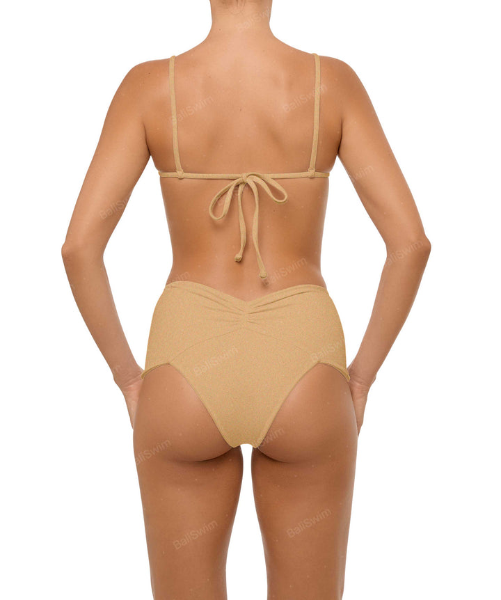 BSWS-B97 Ruched High Rise Bikini Bottom