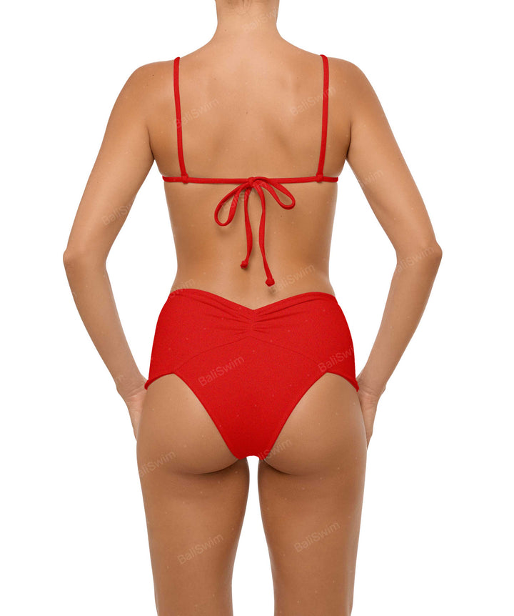 BSWS-B97 Ruched High Rise Bikini Bottom