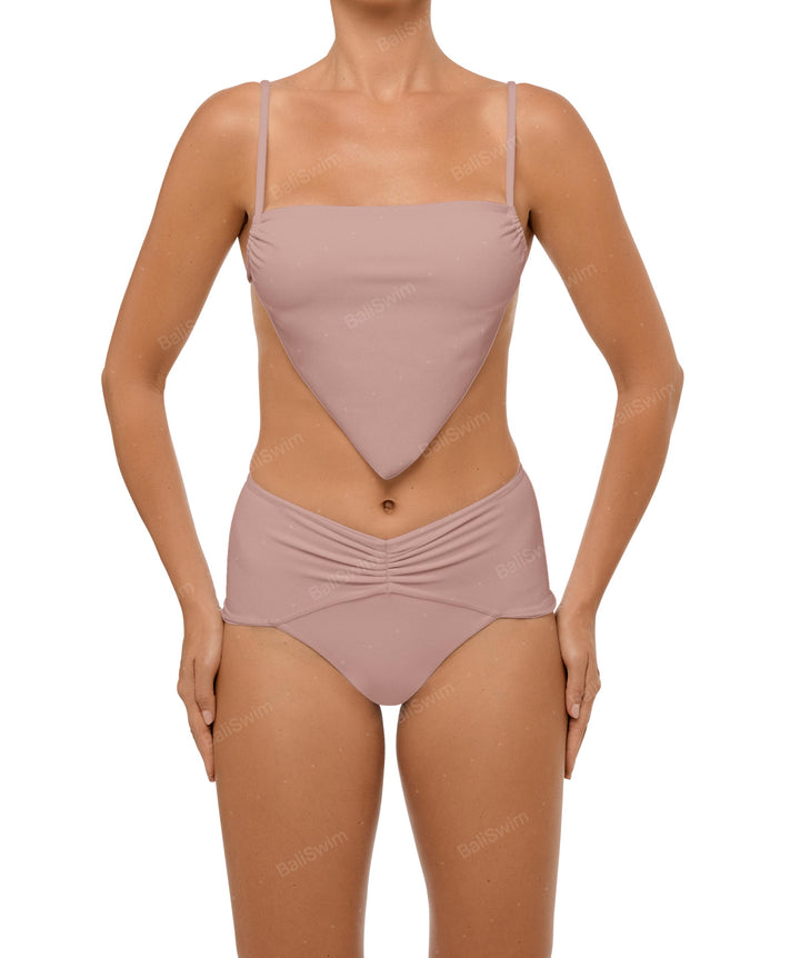 BSWS-B97 Ruched High Rise Bikini Bottom