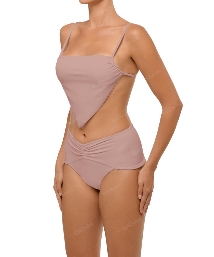 BSWS-B97 Ruched High Rise Bikini Bottom