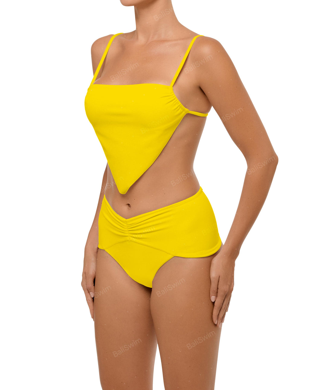 BSWS-B97 Ruched High Rise Bikini Bottom