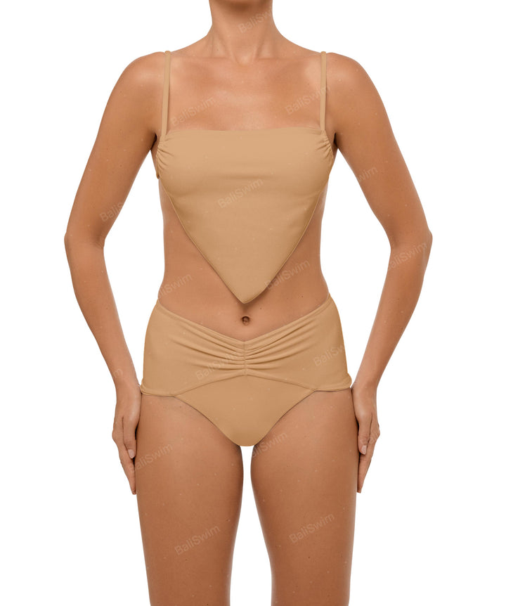 BSWS-B97 Ruched High Rise Bikini Bottom