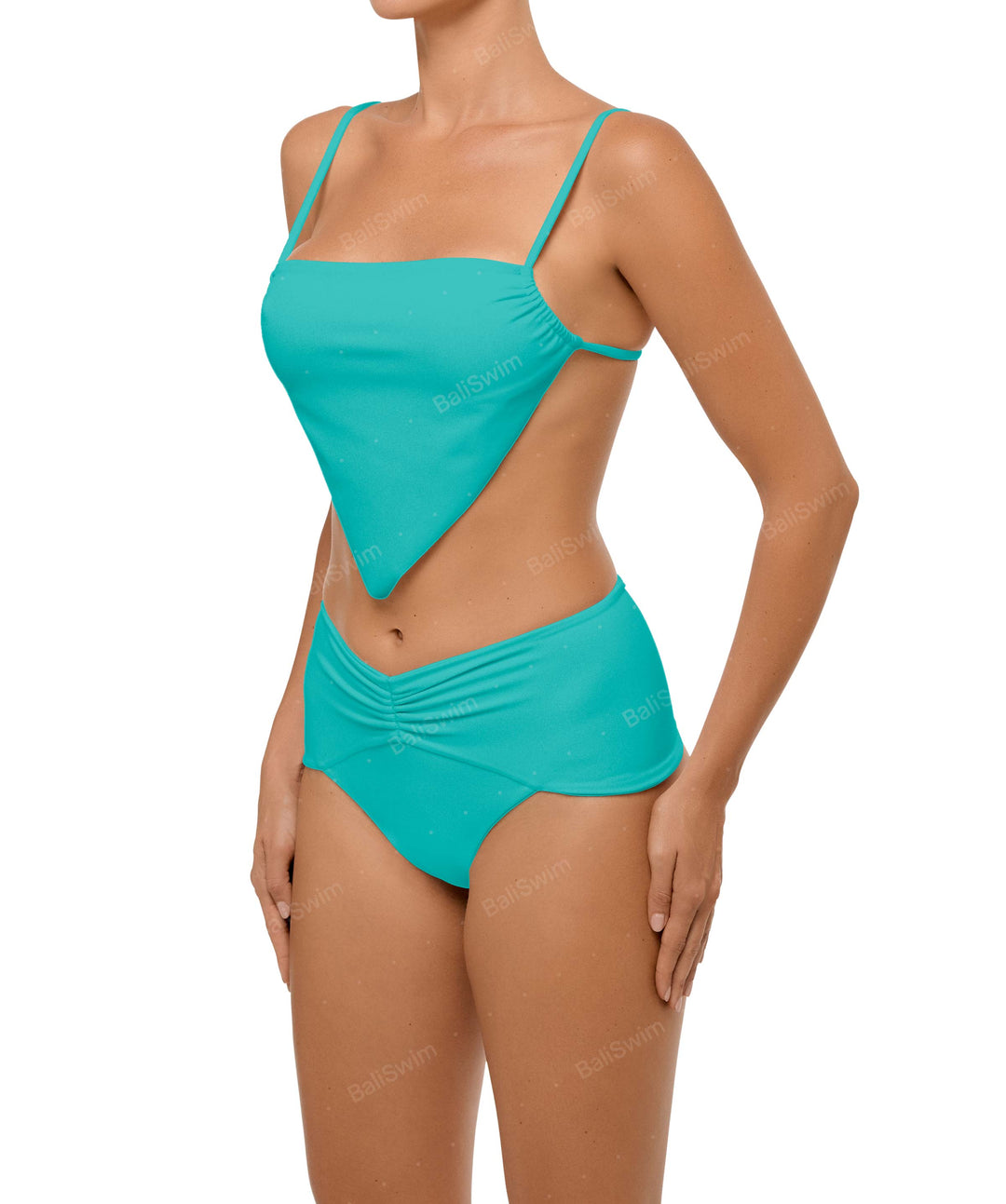 BSWS-B97 Ruched High Rise Bikini Bottom
