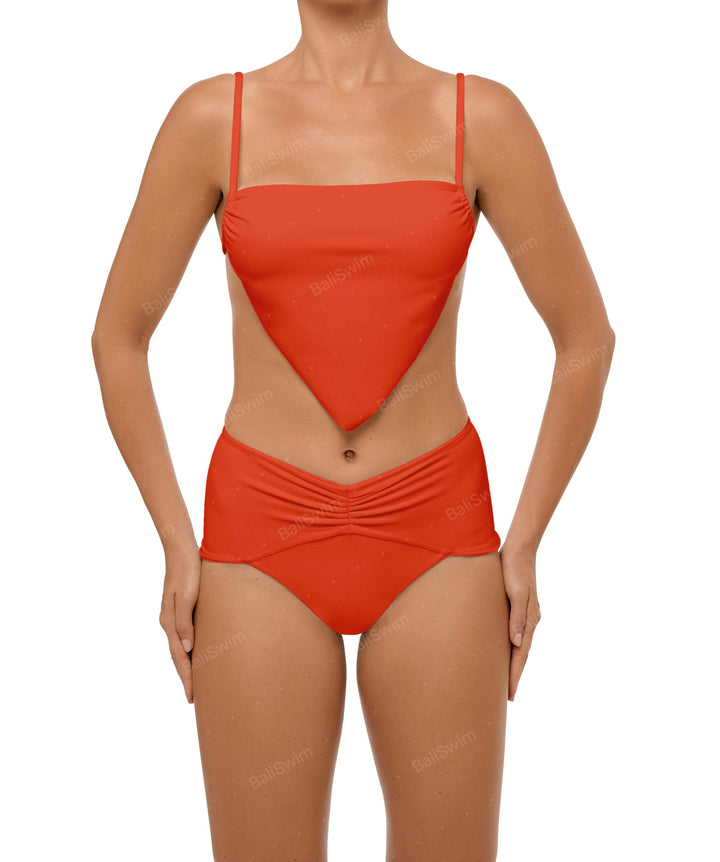 BSWS-B97 Ruched High Rise Bikini Bottom