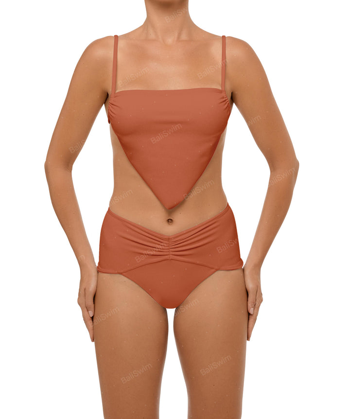 BSWS-B97 Ruched High Rise Bikini Bottom