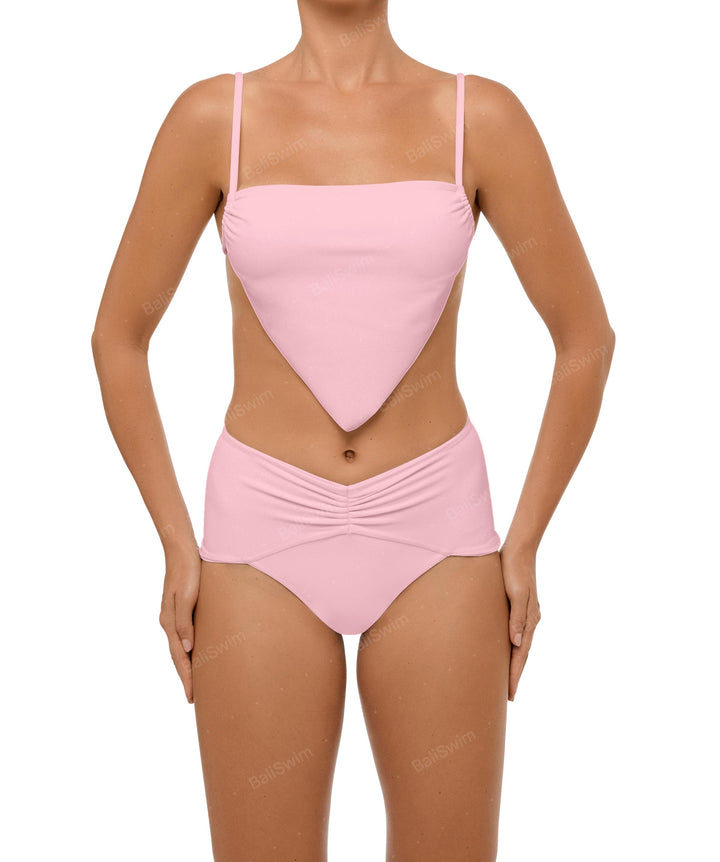 BSWS-B97 Ruched High Rise Bikini Bottom