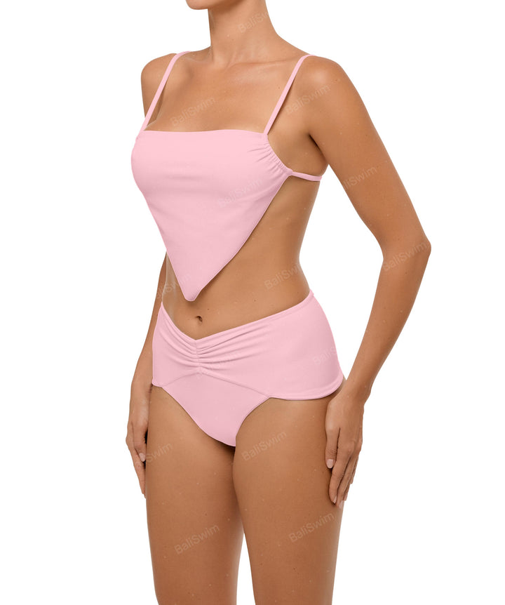BSWS-B97 Ruched High Rise Bikini Bottom