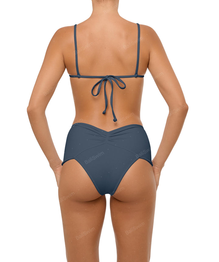 BSWS-B97 Ruched High Rise Bikini Bottom