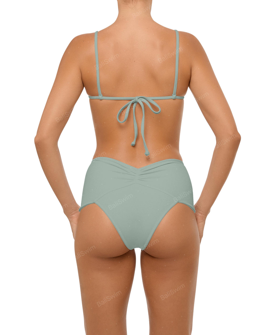 BSWS-B97 Ruched High Rise Bikini Bottom