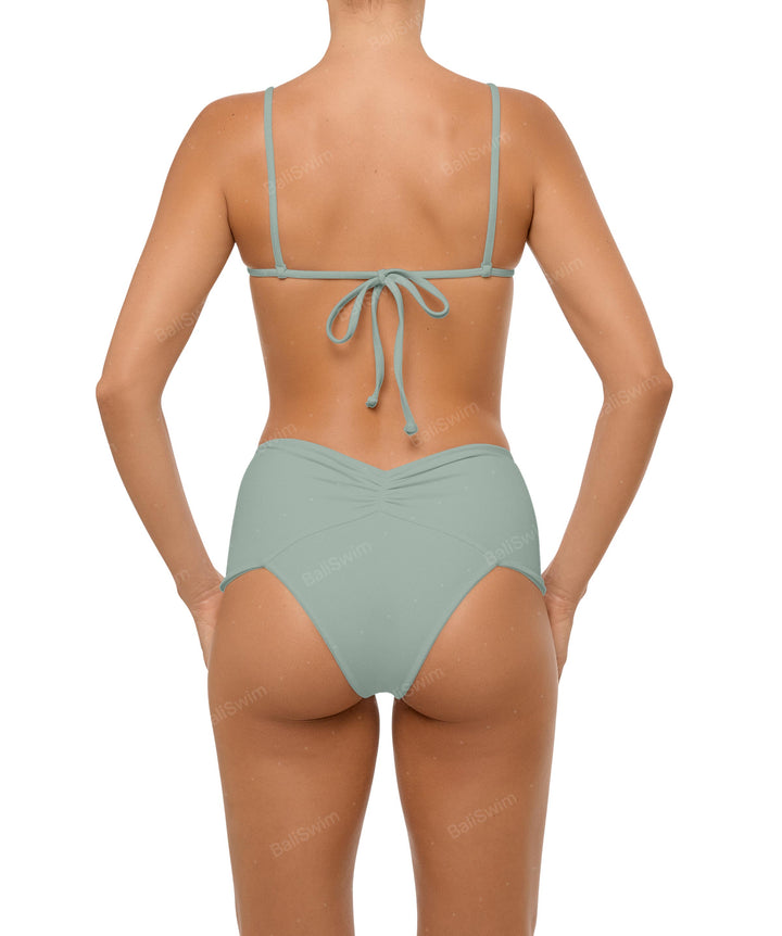 BSWS-B97 Ruched High Rise Bikini Bottom