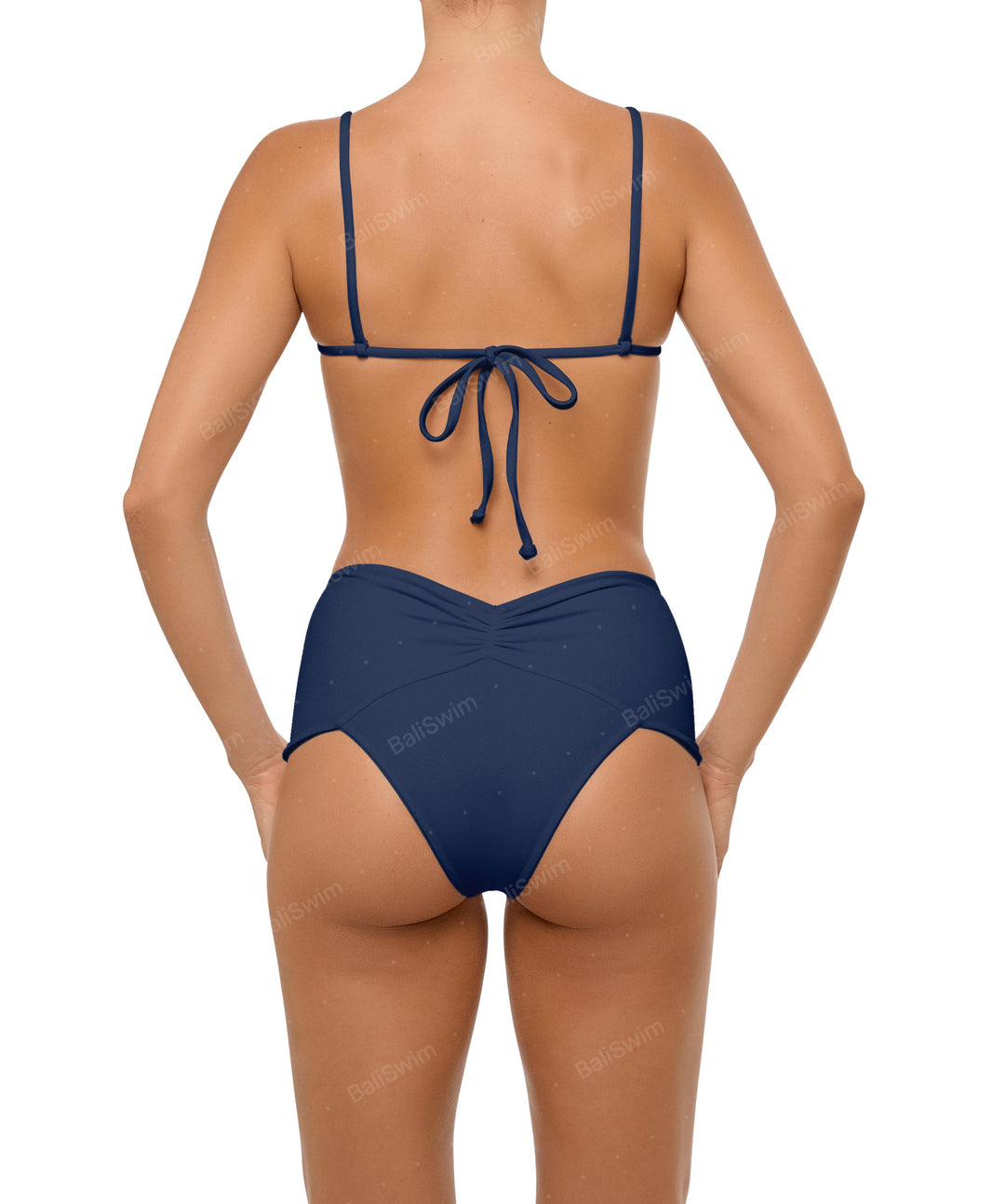 BSWS-B97 Ruched High Rise Bikini Bottom