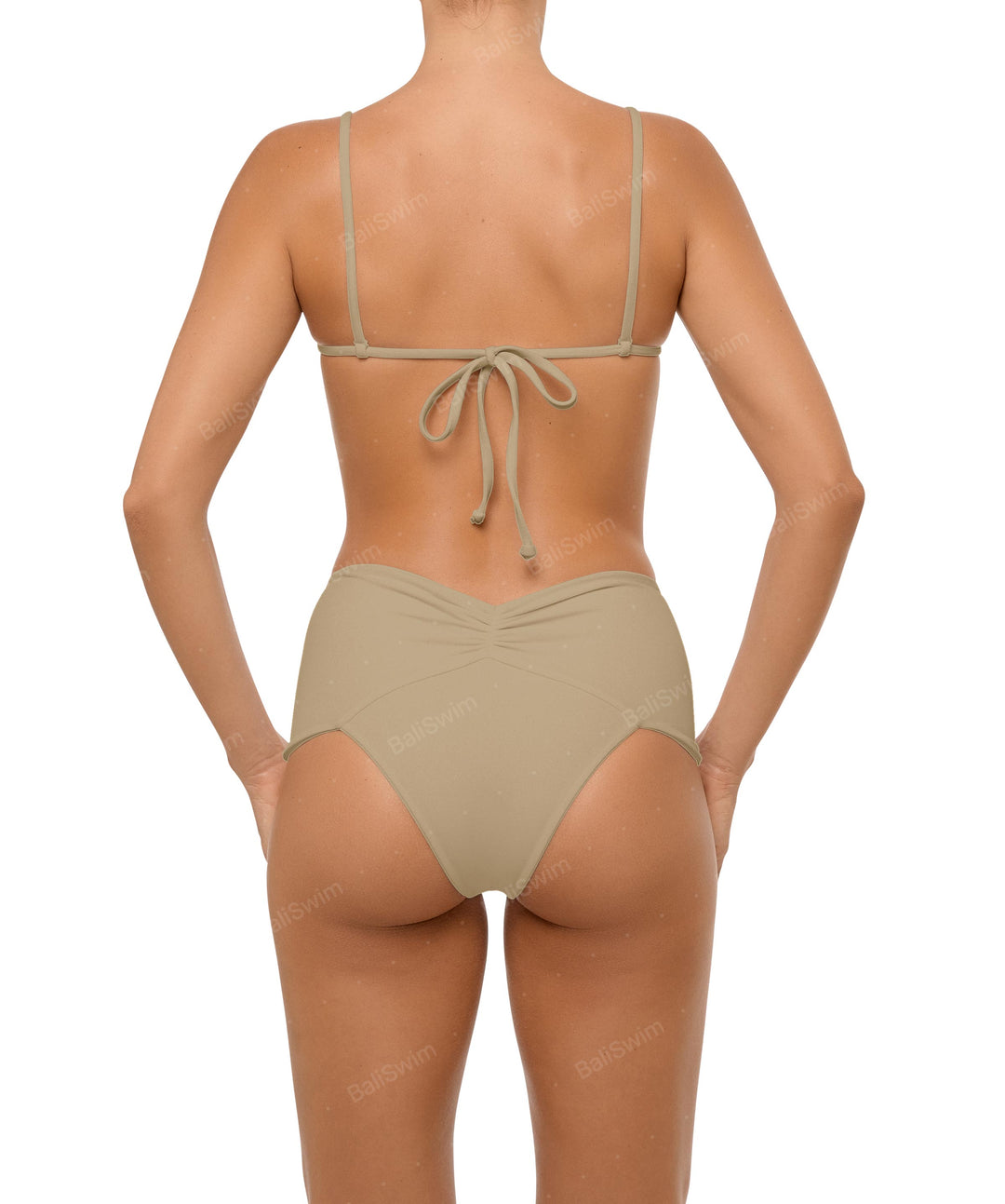 BSWS-B97 Ruched High Rise Bikini Bottom