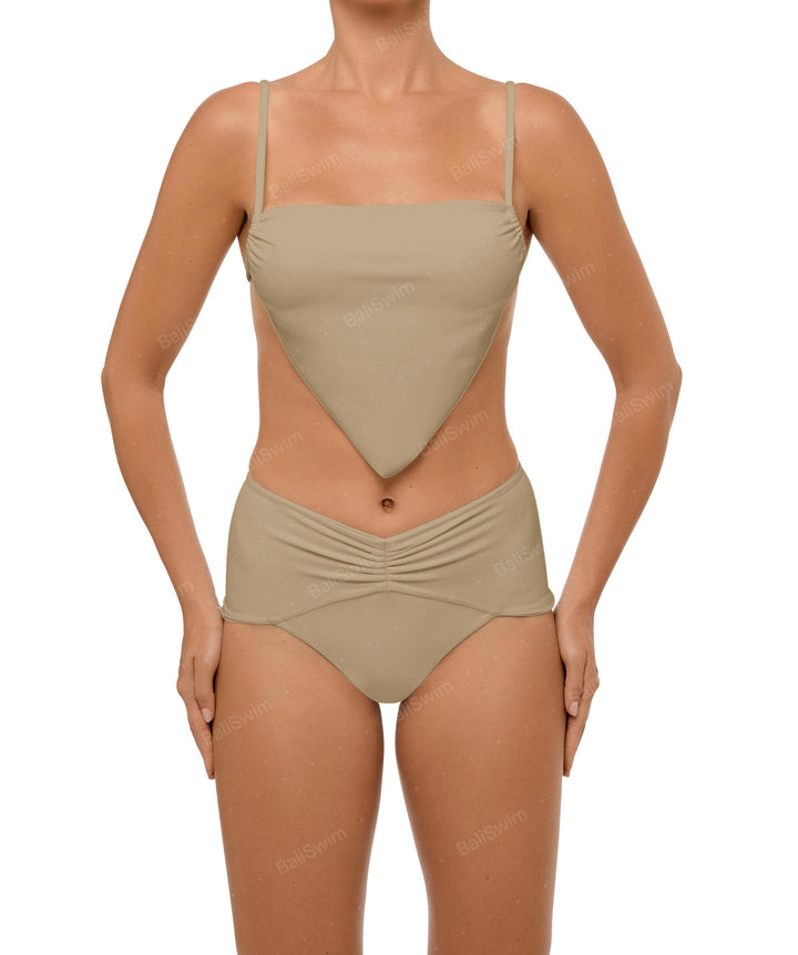 BSWS-B97 Ruched High Rise Bikini Bottom