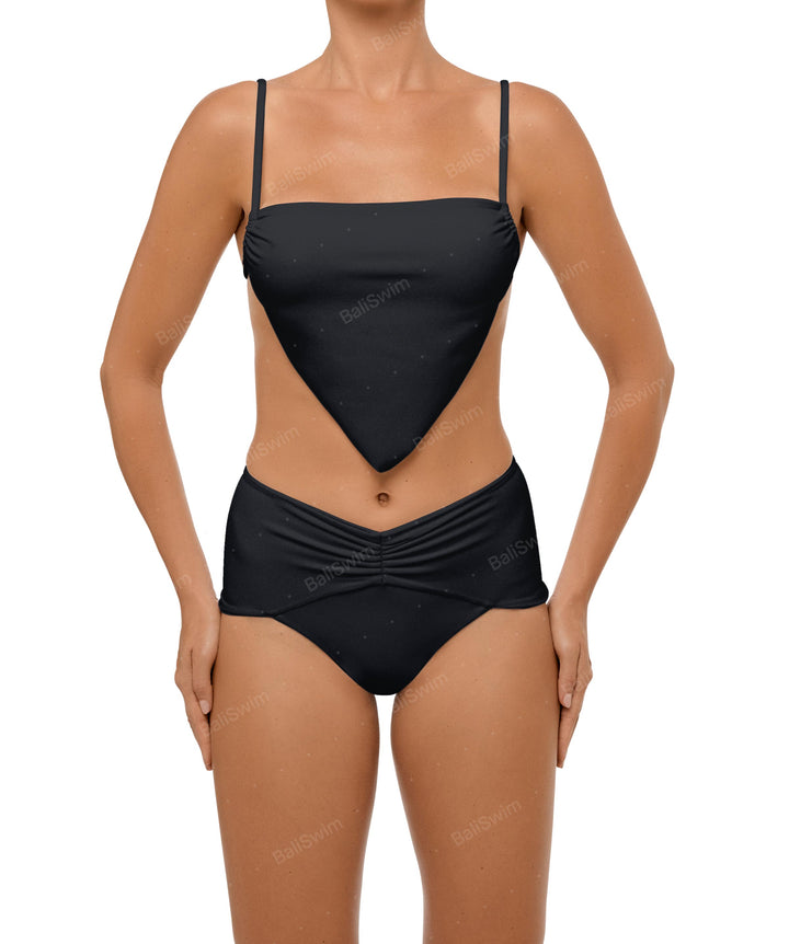 BSWS-B97 Ruched High Rise Bikini Bottom