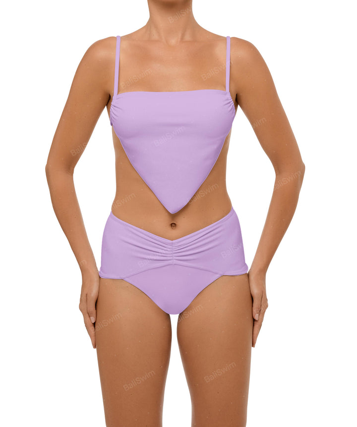 BSWS-B97 Ruched High Rise Bikini Bottom