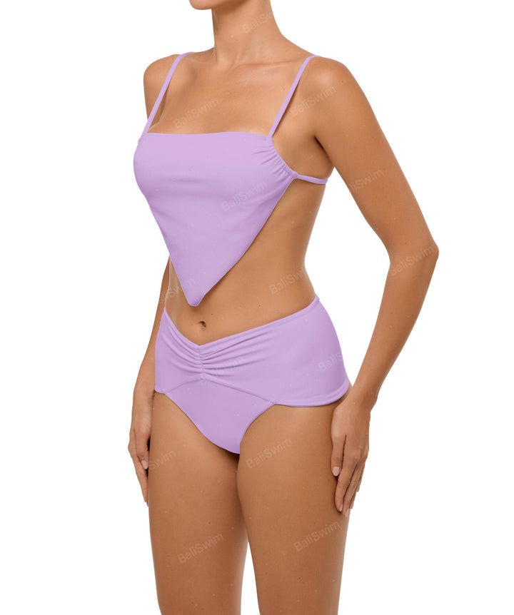 BSWS-B97 Ruched High Rise Bikini Bottom