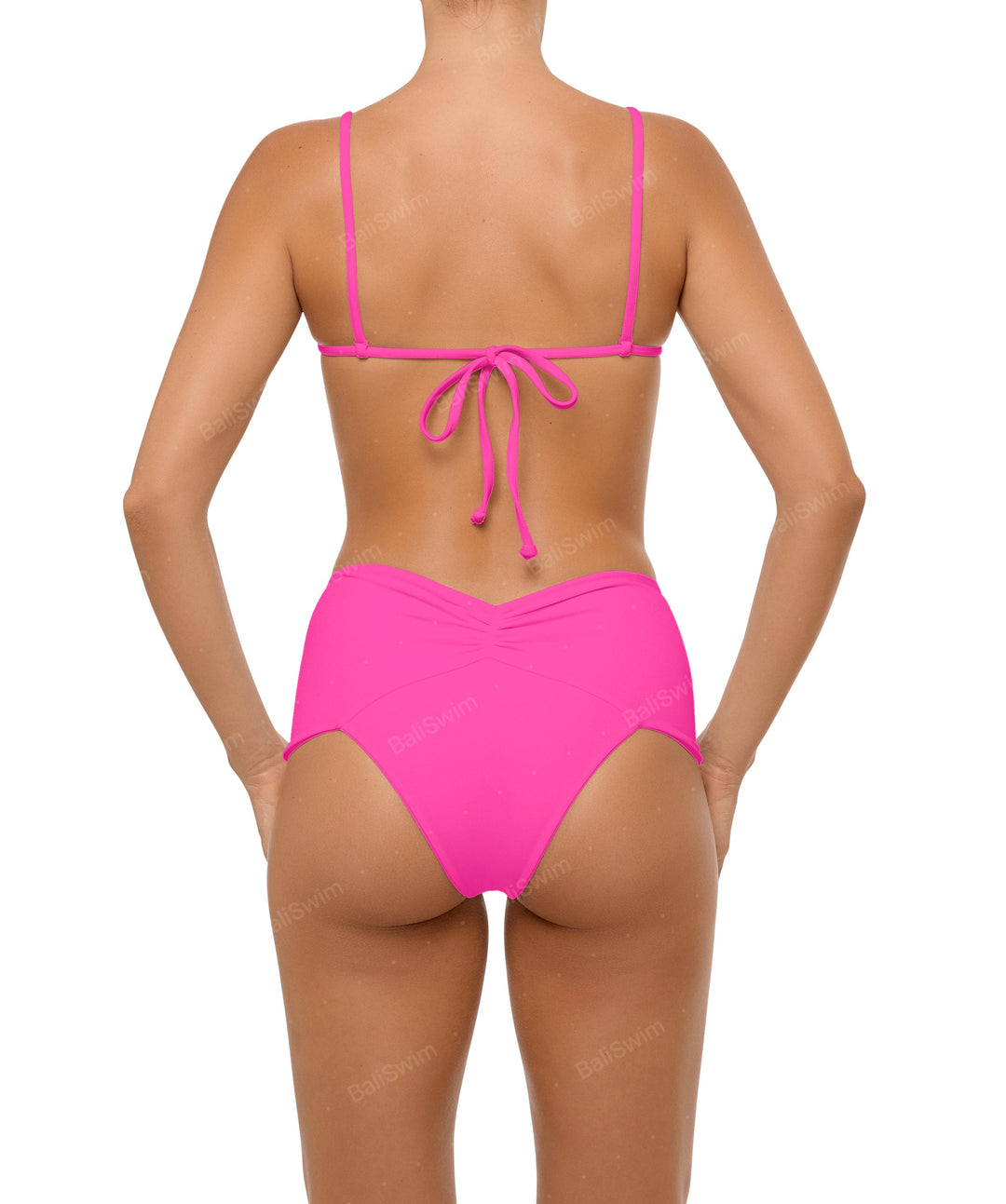 BSWS-B97 Ruched High Rise Bikini Bottom