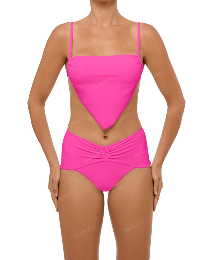 BSWS-B97 Ruched High Rise Bikini Bottom