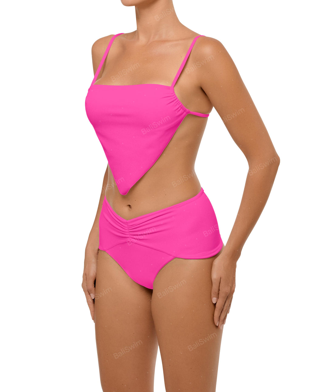 BSWS-B97 Ruched High Rise Bikini Bottom