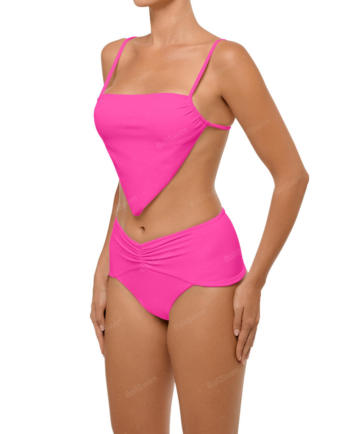 BSWS-B97 Ruched High Rise Bikini Bottom
