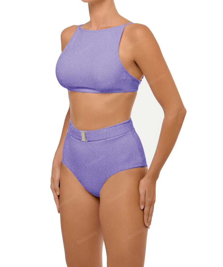 BSWS-B98 Belted High Rise Bikini Bottom