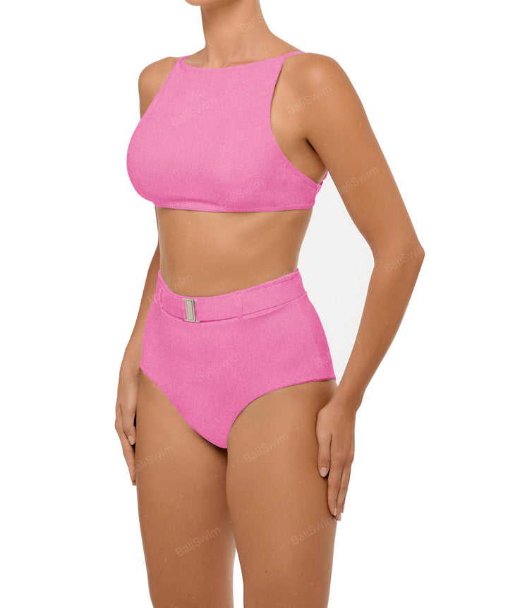 BSWS-B98 Belted High Rise Bikini Bottom