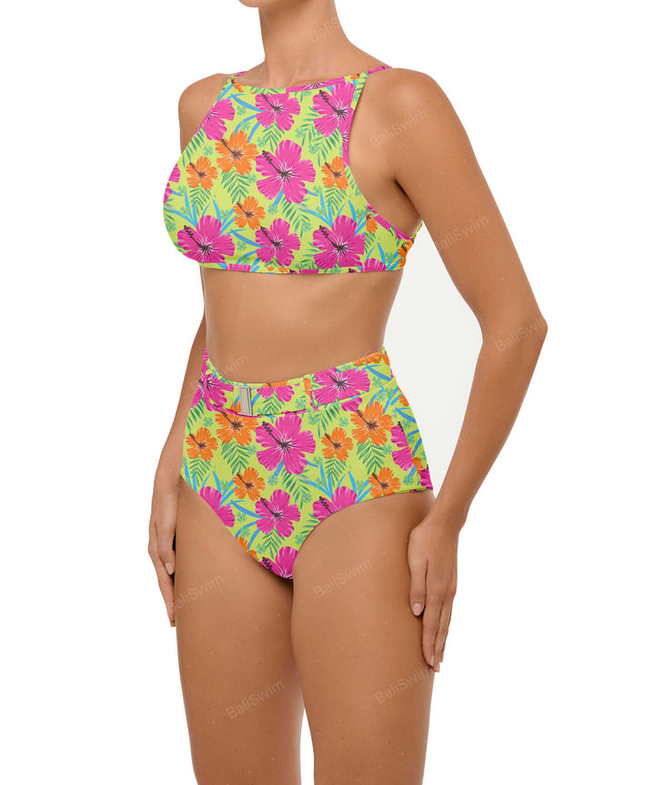 BSWS-B98 Belted High Rise Bikini Bottom